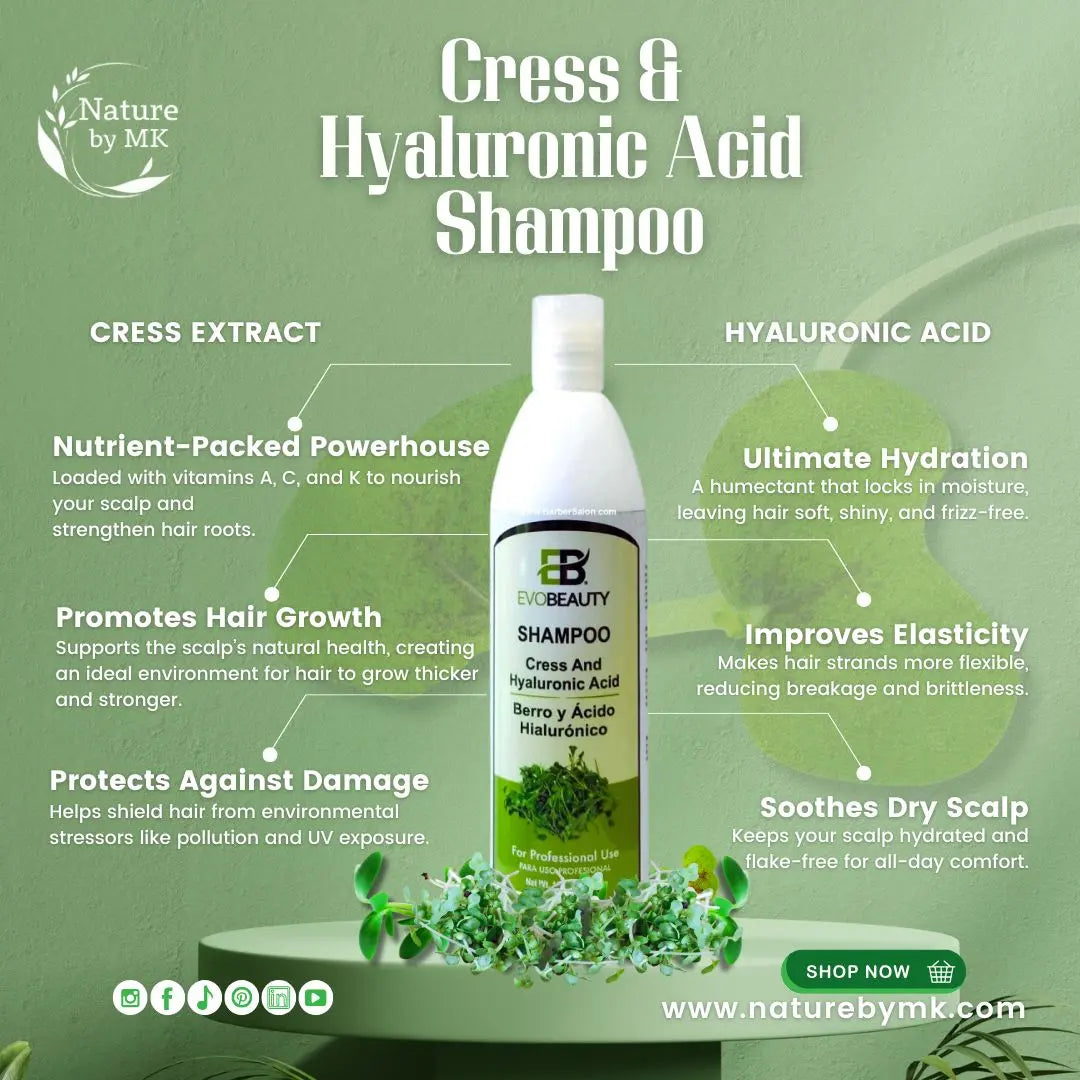 EvoBeauty Hydrate Shampoo: Watercress & Hyaluronic Acid NaturebyMK