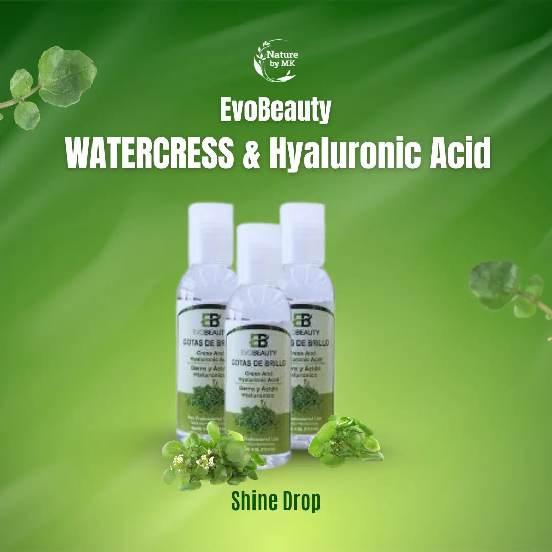 Loción hidratante y abrillantadora de gotas de berros y ácido hialurónico de EvoBeauty